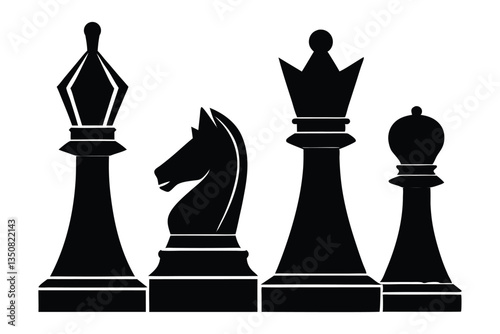 chess pieces silhouette vector design.