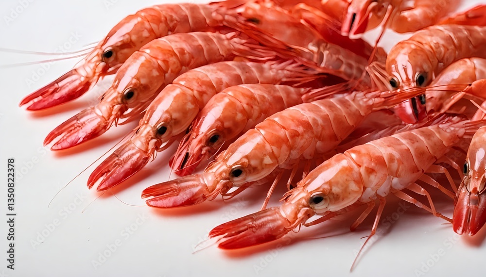 Fresh Cooked Red Shrimps on White Background