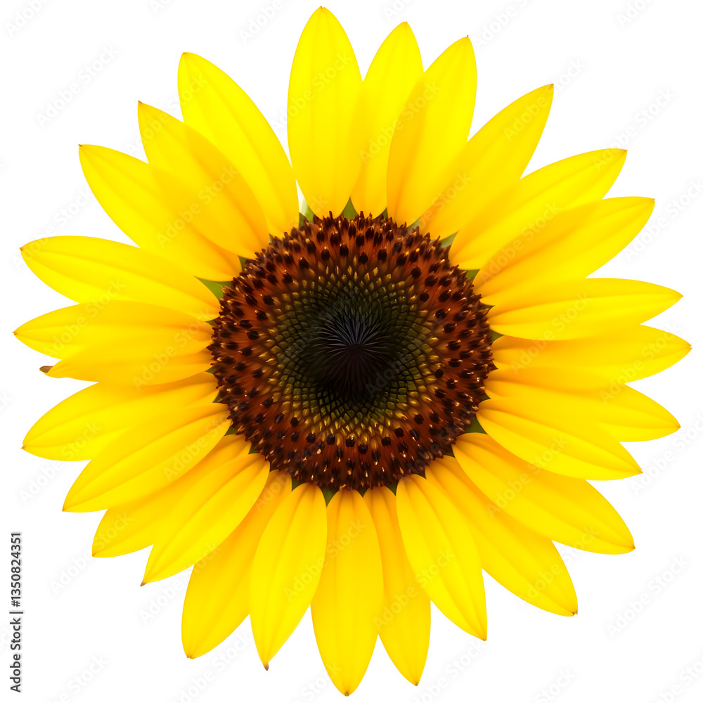 Naklejka premium Sunflower blooming against a white background