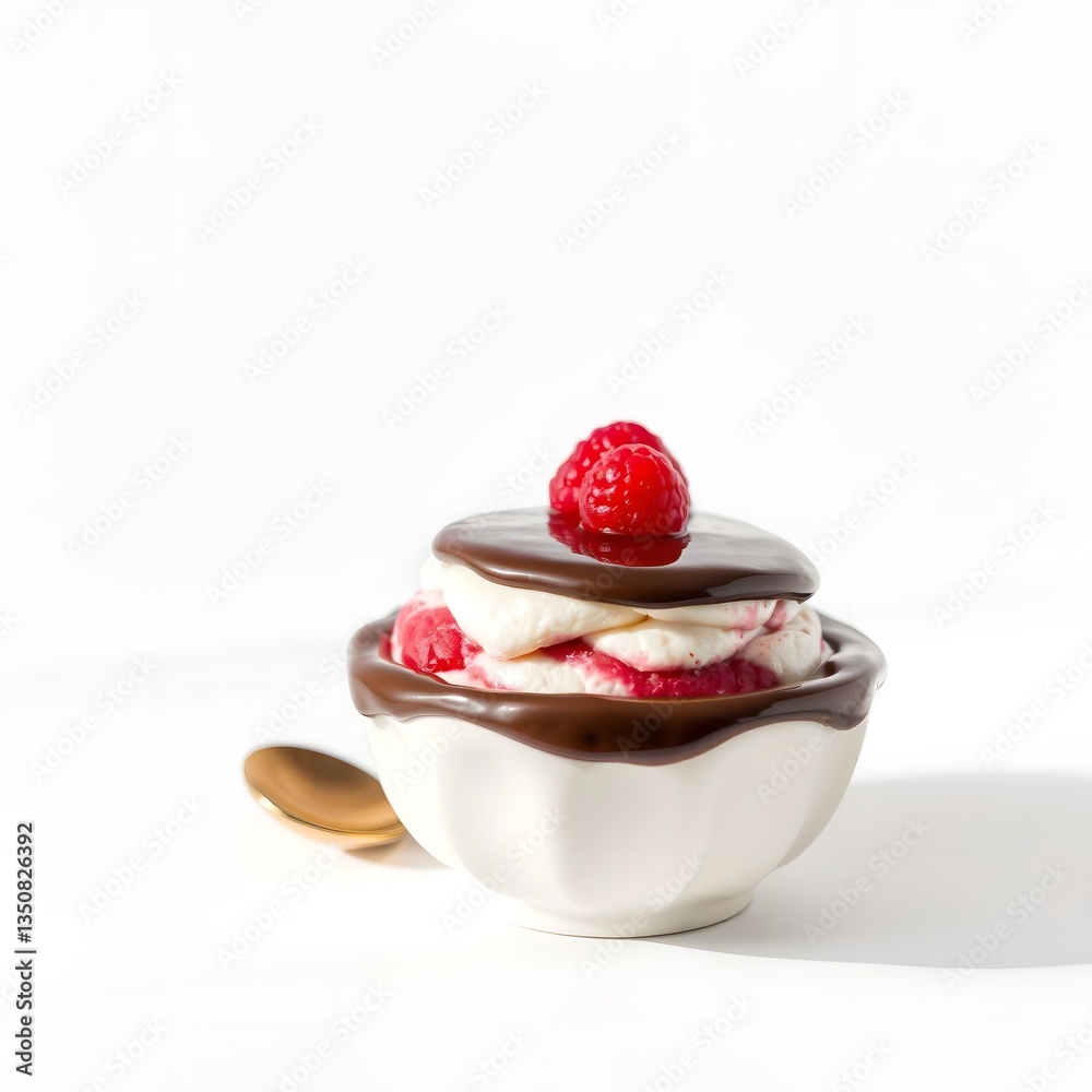 Elegant Dark Chocolate Dessert with Raspberries Elegant Dark Chocolate Dessert with Raspberries