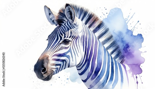 Watercolor Zebra Portrait