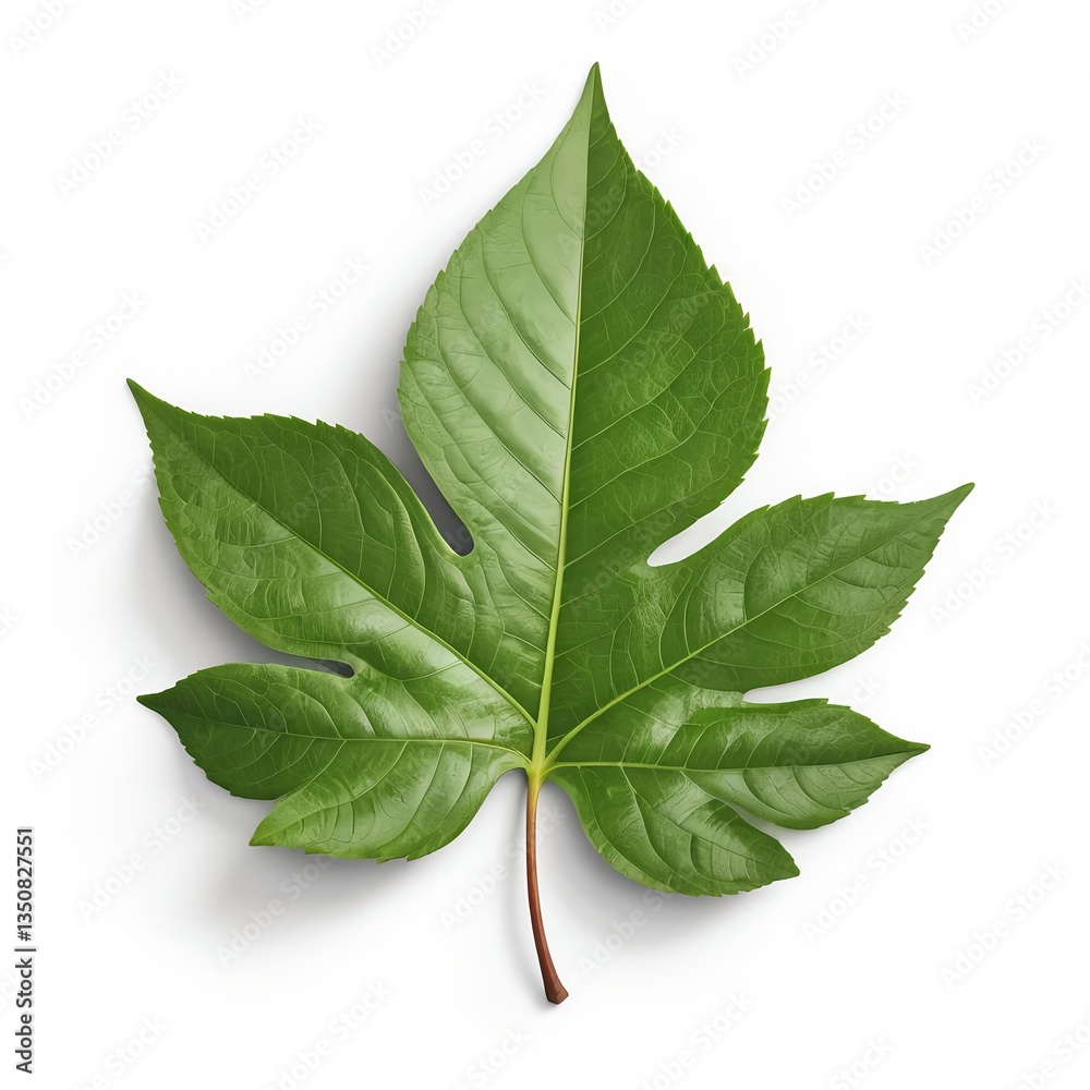 Obraz premium Single Green Leaf Isolated on White