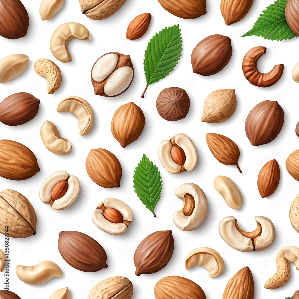 Assorted Nuts Seamless Pattern Assorted Nuts Seamless Pattern