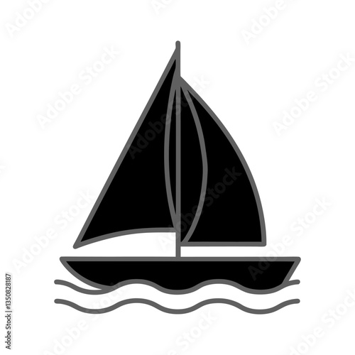 boat on a white background.Minimalist Sailboat Silhouette Vector | Nautical Boat Illustration