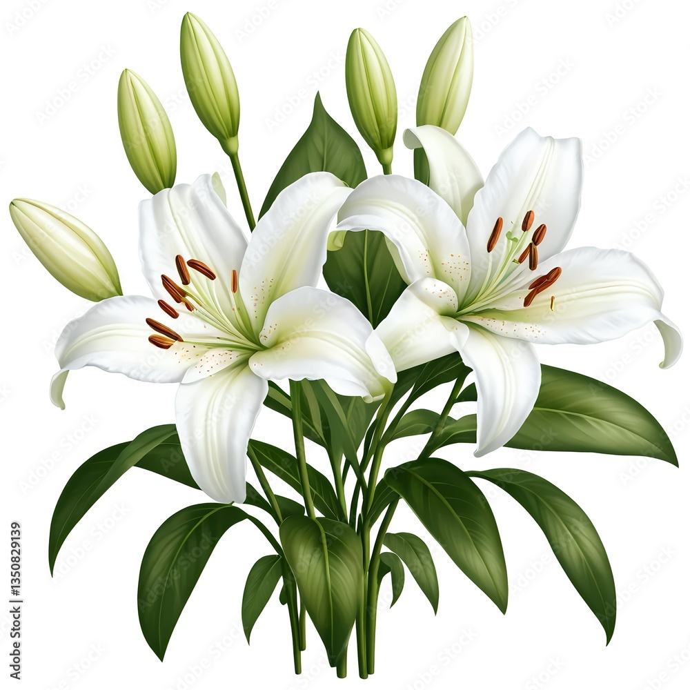 Fototapeta premium Elegant White Lilies Bouquet