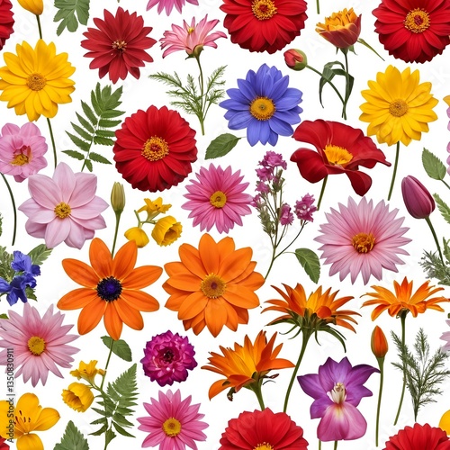 Colorful Floral Collage, Vibrant Flower Background