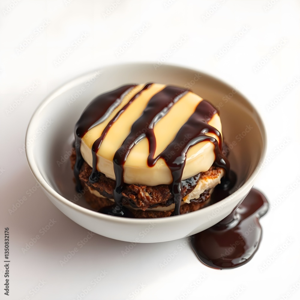 Decadent Chocolate Dessert with Crème and Sauce Decadent Chocolate Dessert with Crème and Sauce