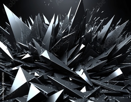 Abstract Black Crystal Shard Explosion