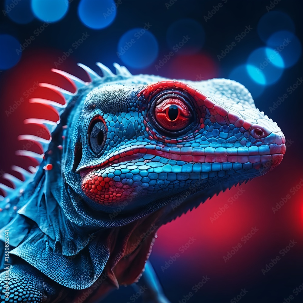 Fototapeta premium Cyberpunk Lizard Closeup