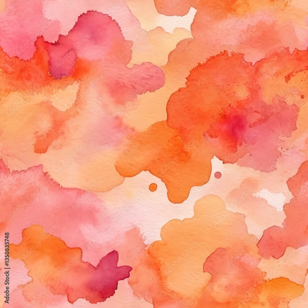 Fototapeta premium Abstract Watercolor Background in Warm Orange and Pink Hues