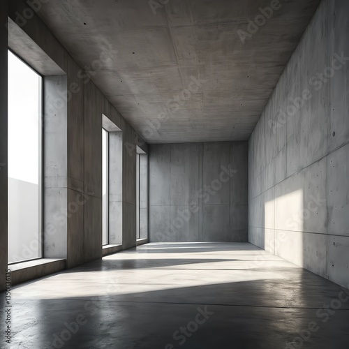 Minimalist Concrete Room with Large Windows