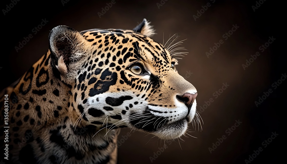 Fototapeta premium Jaguar Portrait: Wild Cat Profile for Dark Background.