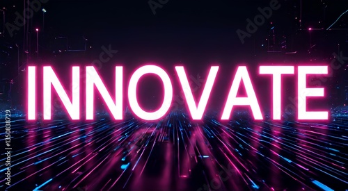 Bright neon text reading 