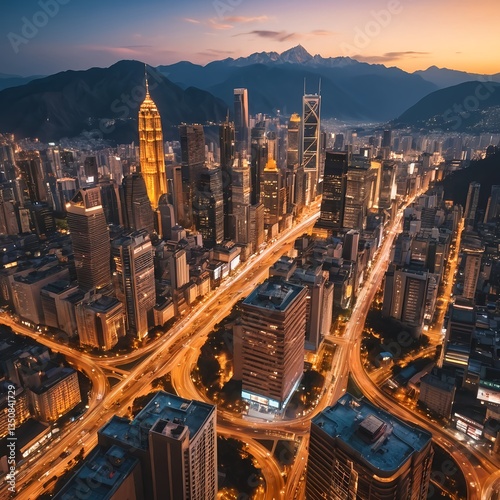 Aerial View of Kuala Lumpur Cityscape at Sunrise
