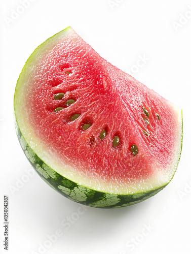 Clipart illustration juicy watermelon slice hand drawn red flesh green rind black seeds isolated white background tropical fruit summer snack digital vector healthy sweet food botanical art watercolor
