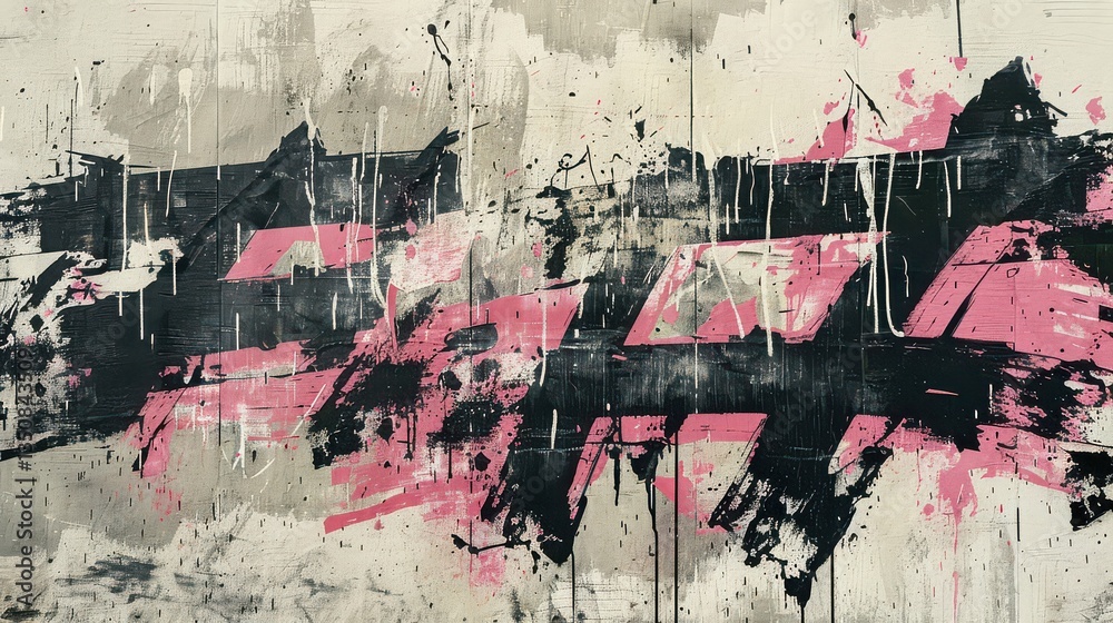 Fototapeta premium A distressed street art-inspired design featuring graff