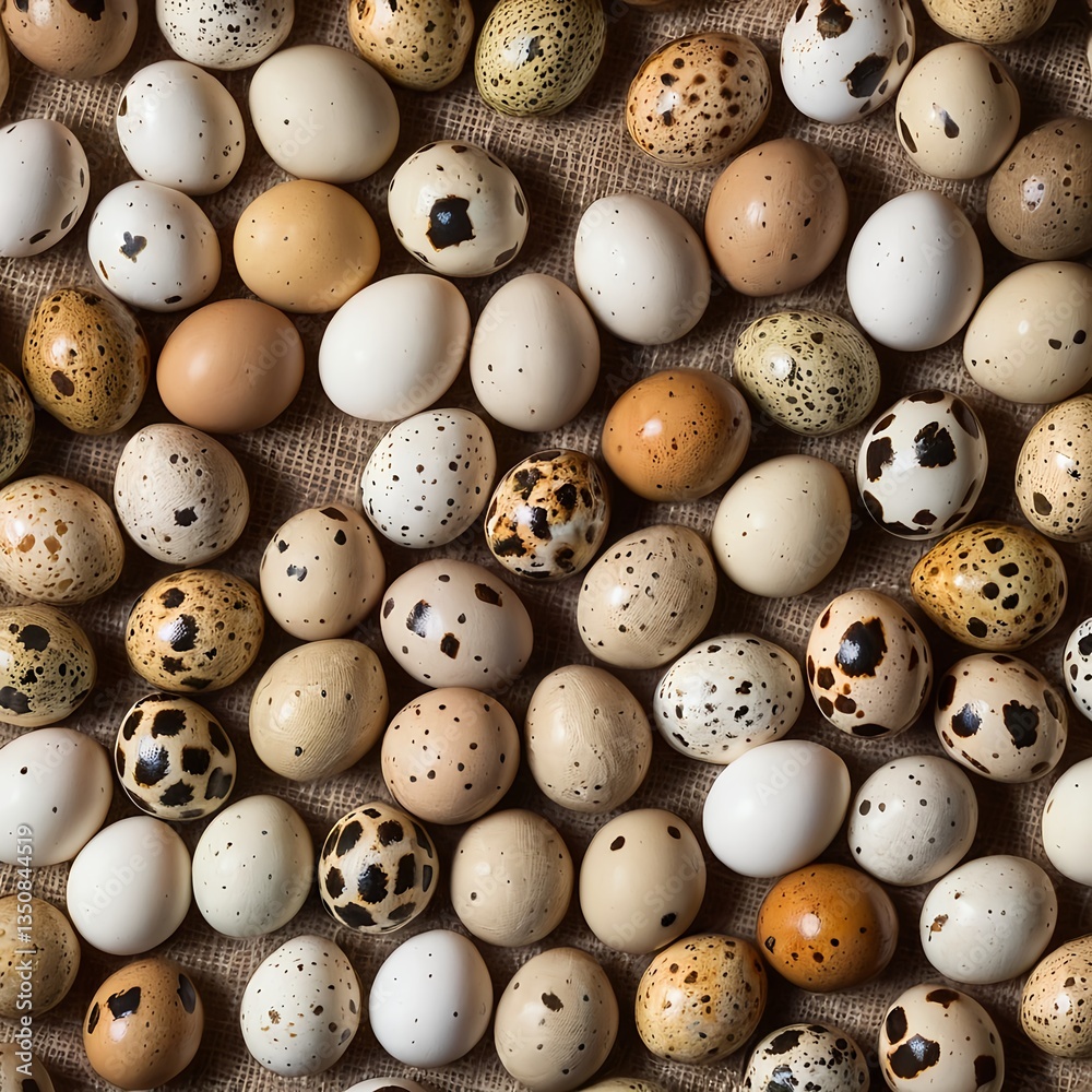 Obraz premium Quail Eggs Collection on Burlap