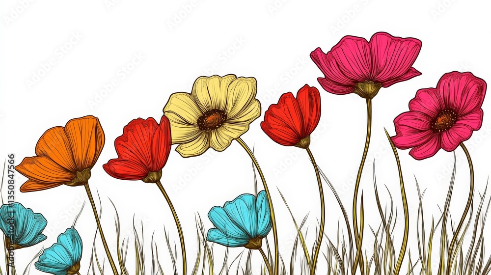 Obraz premium Hand-Drawn Floral Designs with Ample Copy Space