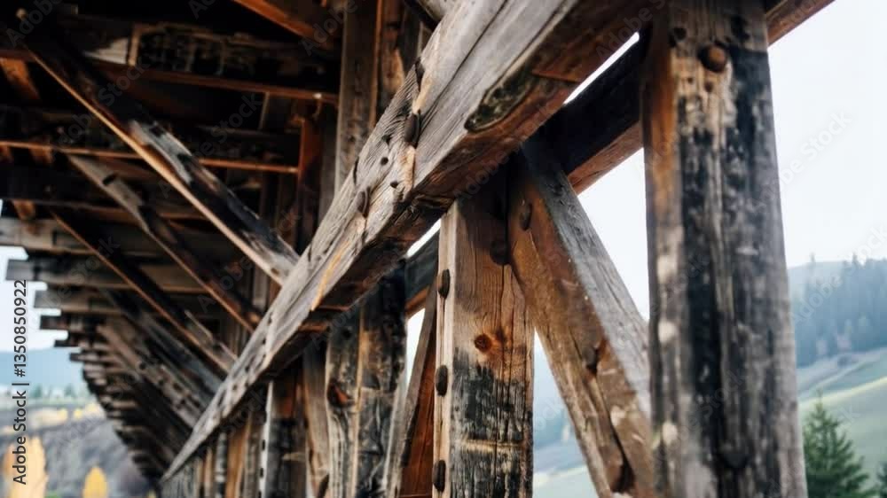Wooden Bridge Structure with Forest View Wooden Bridge Structure with Forest View