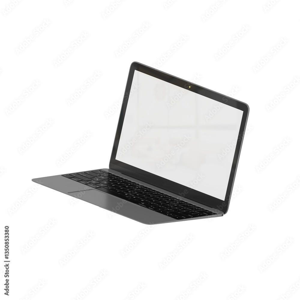 Laptop with a blank screen suitable for video editing, digital design, chroma keying, remote work, and software tutorials showcasing. Laptop with a blank screen suitable for video editing, digital design, chroma keying, remote work, and software tutorials showcasing.