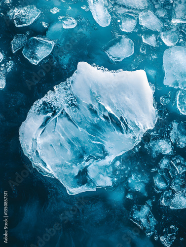 Close-up of blue ice cubes: Social media picture materials