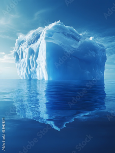 A stunning seascape photo of icebergs in blue tones