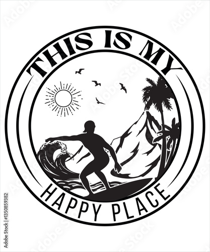 This is my happy place typography T-shirt design Vector illustration