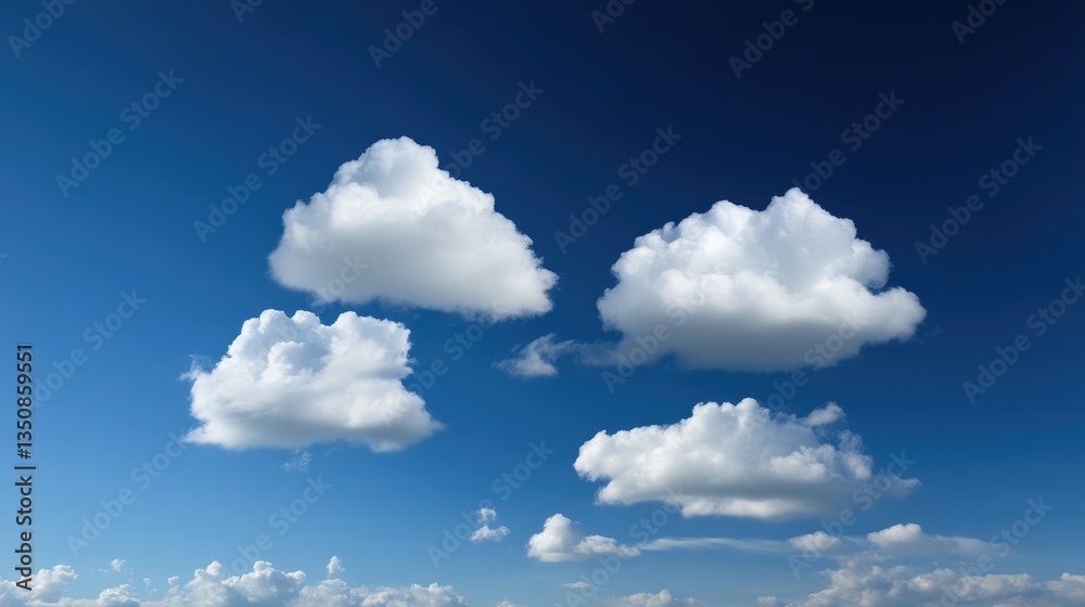 Fluffy white cumulus clouds against a vibrant blue sky Fluffy white cumulus clouds against a vibrant blue sky