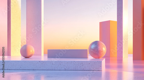 Unique architectural composition featuring a sphere and building merging together in a creative and abstract display of modern design.