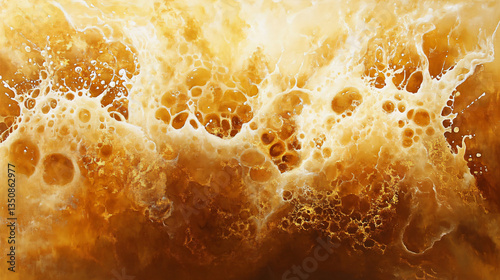 Liquid splashing into a brown background creating a dynamic visual effect that captures the movement and fluidity of the substance in focus.