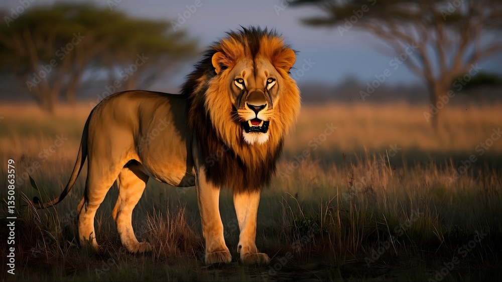The lion on savana The lion on savana