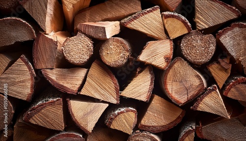 woodpile of dry firewood close up photograph