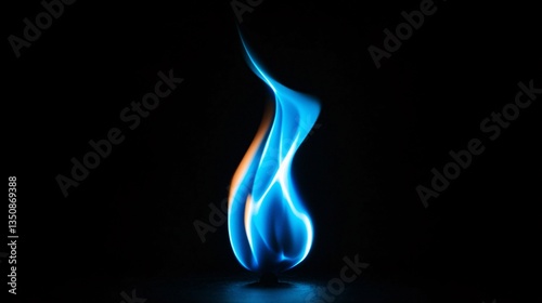 Blue flame burning dark background energy