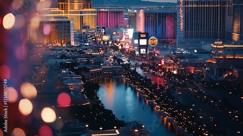 Night Lights of the Las Vegas Strip: A Dazzling Aerial View