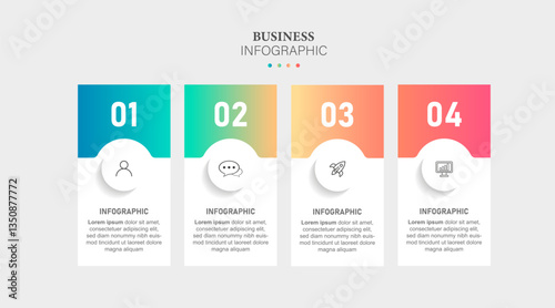 Four steps business infographics template vector.