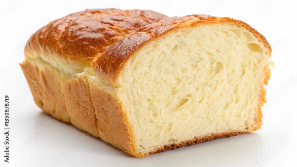 Soft brioche bread with fluffy texture on a white background Soft brioche bread with fluffy texture on a white background