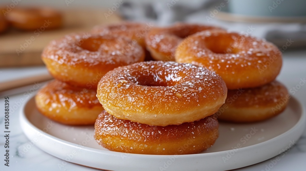 Nepalese sel roti sweet rice doughnuts circular shape stacked on white ceramic plate Nepalese sel roti sweet rice doughnuts circular shape stacked on white ceramic plate