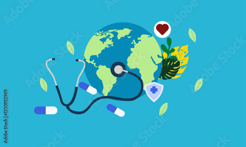 World Health Day Creative Concept Unique Blue Background