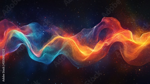 Colorful space waves abstract digital art