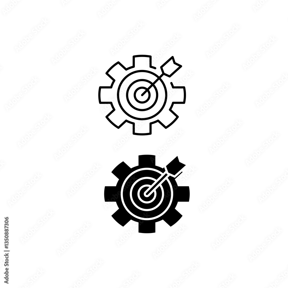 target setting icon. with line style and black fill. isolated on white editable background. target setting icon. with line style and black fill. isolated on white editable background.
