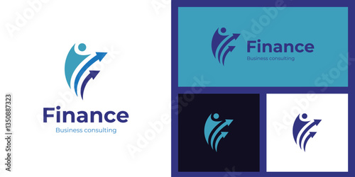 human growing up with arrow logo icon design for business financial, marketing logo template