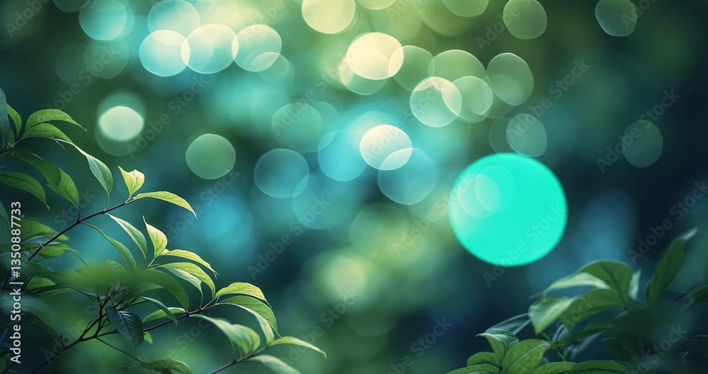Blurred natural green foliage bokeh backdrop. Green bokeh on an abstract blur background of nature. Blur.