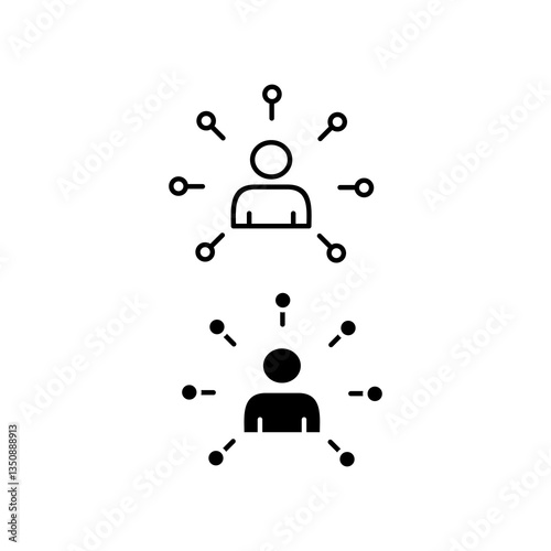 self organization icon. with line style and black fill. isolated on white editable background.