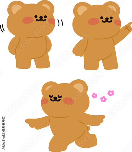 다양한 포즈의 곰돌이 캐릭터