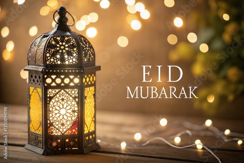 Eid mubaruk card blending traditional islamic art