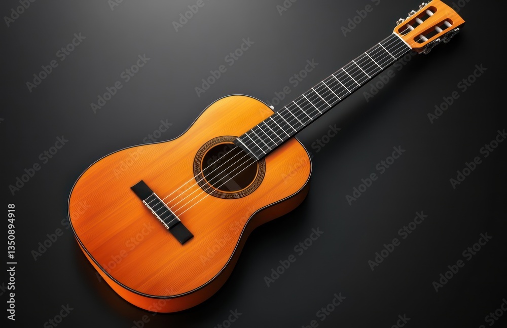 Fototapeta premium Classic guitar on black background, music website