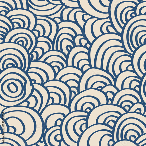 Seamless doodle waves pattern. Abstract hand drawn vector illustration