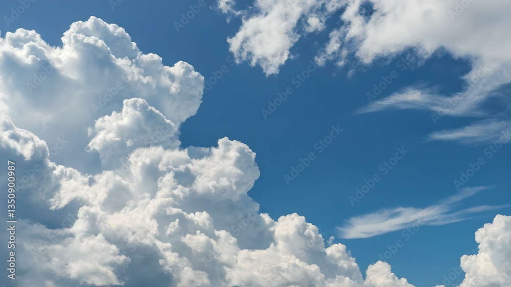 Beautiful Cumulus Clouds Floating Gracefully in the Clear Blue Sky on a Sunny Day Beautiful Cumulus Clouds Floating Gracefully in the Clear Blue Sky on a Sunny Day