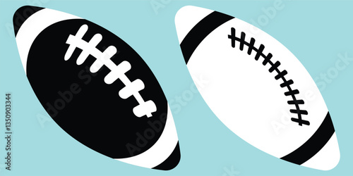 Rough Style Black and White Rugby Ball Vector Illustration