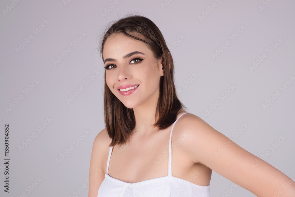 Smiling face. Female face happy portrait. Close up portrait of young happy smiling girl. Young woman smiling with teeth, looking in camera with happy face expression. Smiling female portrait. Smiling face. Female face happy portrait. Close up portrait of young happy smiling girl. Young woman smiling with teeth, looking in camera with happy face expression. Smiling female portrait.